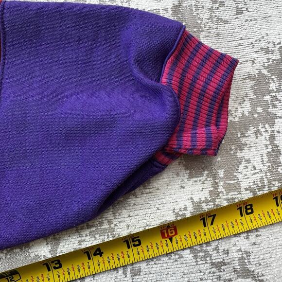 Vintage 90s Color Block Sweatshirt Pullover size Medium Pink Red Purple - Picture 7 of 11